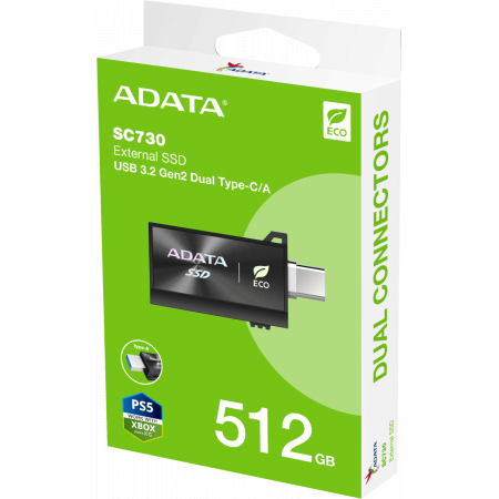 Накопитель SSD A-Data USB3.2 Gen2 512GB SC730-512G-CACTI SC730 черный, фото , изображение 6