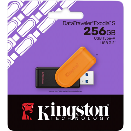 Флеш Диск Kingston 256GB DataTraveler Exodia S DTXS/256GB USB3.0 оранжевый/черный, фото , изображение 3