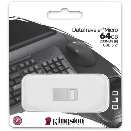Флеш Диск Kingston 64Gb DataTraveler Micro DTMC3G2/64GB USB3.0 серебристый, фото , изображение 3