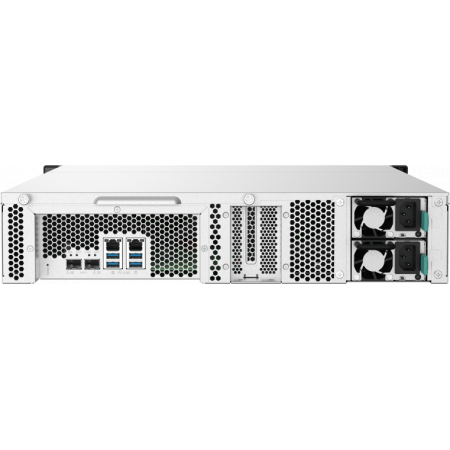 Сетевое хранилище без дисков SMB QNAP TS-1232PXU-RP-4G 12-Bay quad-core 64-bit AL324 1.7 GHz rackmount NAS with 250W redundant PSU, 4GB DDR4 UDIMM RAM (max 1x16GB), SATA 6Gb/s, 2x 10GbE SFP+ LAN, 2x2.5 GbE LAN, 1x PCIe Gen2 x2 slot. W/o RAIL-B02, фото , изображение 2