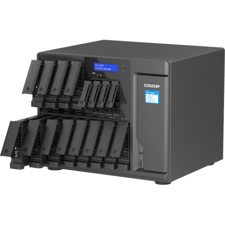 Сетевое хранилище SMB QNAP TS-1655-8G NAS 16-Bay (12x 3.5/2.5 HDD/SSD bays + 4x 2.5 SSD bays + 2x M.2 2280 SATA slots), Intel Atom C5125 8-core processor, 2.8GHz, 8 GB DDR4 (1 x 8 GB) up to 128 GB (4 x 32 GB), 2x 2.5 GbE BASE-T, фото , изображение 4