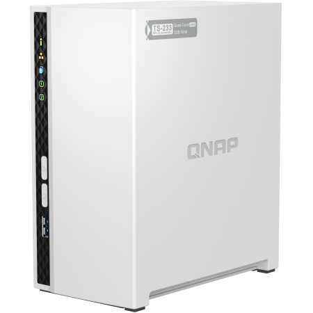 Сетевое хранилище SMB QNAP TS-233 NAS 2 HDD trays. ARM 4-core Cortex-A55 2.0GHz, ram 2 GB (max), 1x1GbE, 2xUSB 2.0 port,1xUSB 3.2 Gen 1, фото , изображение 2