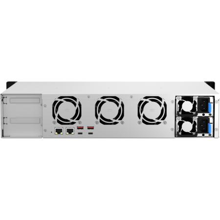 Сетевое хранилище SMB QNAP TS-873AeU-RP-4G NAS 8 HDD trays, 2x 2.5 GbE. 64-bit 4-core AMD V1500B 2,2 GHz, 4 GB. RAM (1*4 GB) up to 32GB (2*16 GB), 2 x M2 2280 (PCIe Gen3 x 1), 2xPSU W/o rail kit RAIL-B02, фото , изображение 3