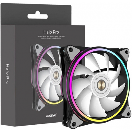 Вентилятор в корпус ALSEYE HALO PRO B-P (rubber screw) FAN 120mm, hydraulic, 800~2100rpm, max 51.87CFM, max 26dBA, ARGB. PWM, Black, RTL, фото , изображение 3