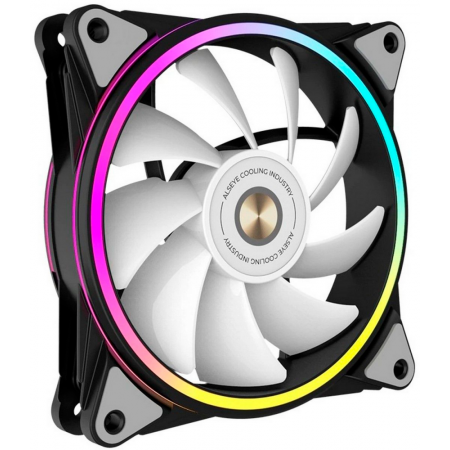 Вентилятор в корпус ALSEYE HALO PRO B-R (rubber screw) FAN 120mm, hydraulic, 800~2100rpm, max 51.87CFM, max 26dBA, ARGB. PWM, Black, RTL, фото , изображение 2