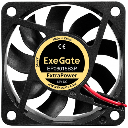 Вентилятор 12В DC ExeGate ExtraPower EP06015B3P (60x60x15 мм, 2-Ball (двойной шарикоподшипник), 3pin, 5000RPM, 34dBA), фото , изображение 2
