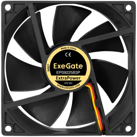 Вентилятор 12В DC ExeGate ExtraPower EP09225B3P (92x92x25 мм, 2-Ball (двойной шарикоподшипник), 3pin, 2500RPM, 32dBA), фото , изображение 2