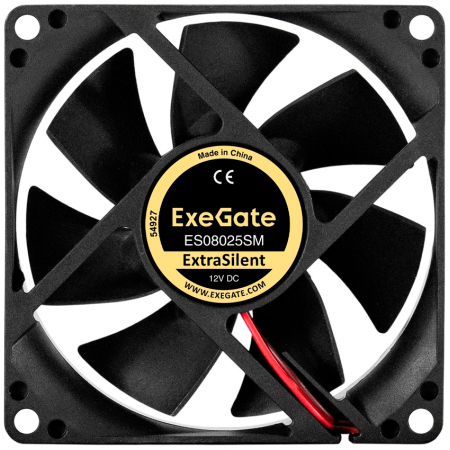 Вентилятор 12В DC ExeGate ExtraSilent ES08025SM (80x80x25 мм, Sleeve bearing (подшипник скольжения), Molex, 2100RPM, 21dBA), фото , изображение 2