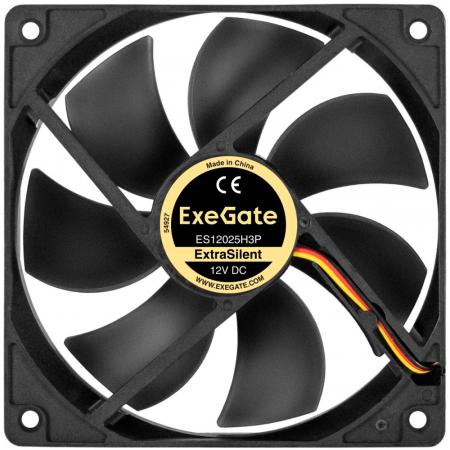 Вентилятор 12В DC ExeGate ExtraSilent ES12025H3P (120x120x25 мм, Hydraulic bearing (гидродинамический), 3pin, 1450RPM, 24dBA), фото , изображение 2