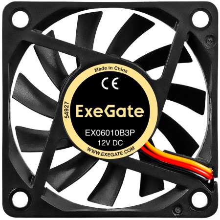 Вентилятор 12В DC ExeGate EX06010B3P (60x60x10 мм, 2-Ball (двойной шарикоподшипник), 3pin, 2000RPM, 16dBA), фото , изображение 2