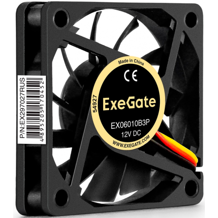 Вентилятор 12В DC ExeGate EX06010B3P (60x60x10 мм, 2-Ball (двойной шарикоподшипник), 3pin, 2000RPM, 16dBA), фото , изображение 3
