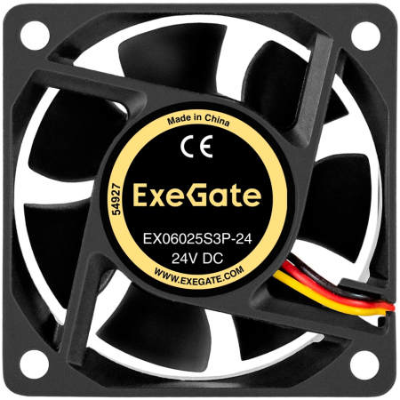 Вентилятор 24В DC ExeGate EX06025S3P-24 (60x60x25 мм, Sleeve bearing (подшипник скольжения), 3pin, 5000RMP, 34,5dBA), фото , изображение 2