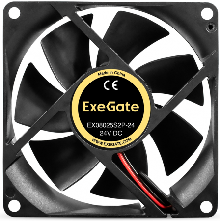 Вентилятор 24В DC ExeGate EX08020S3P-24 (80x80x20 мм, Sleeve bearing (подшипник скольжения), 3pin, 3900RMP, 41,2dBA), фото , изображение 2