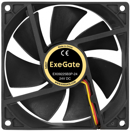 Вентилятор 24В DC ExeGate EX09225B3P-24 (92x92x25 мм, 2-Ball (двойной шарикоподшипник), 3pin, 2750RMP, 35dBA), фото , изображение 2