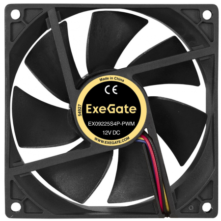 Вентилятор 12В DC ExeGate EX09225S4P-PWM (92x92x25 мм, Sleeve bearing (подшипник скольжения), 4pin, PWM, 0-2000 RPM, 0-26dBA), фото , изображение 2