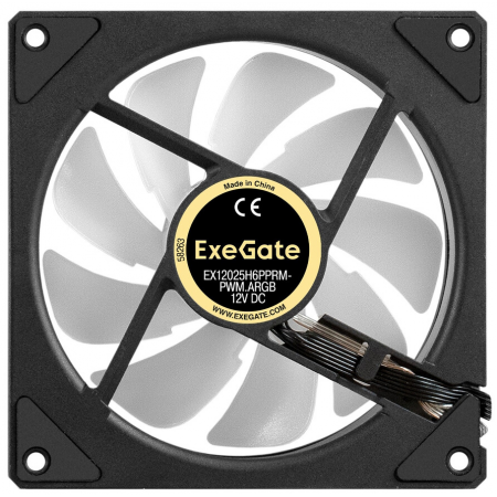 Вентилятор с подсветкой ExeGate EX12025H6PPRM-PWM.ARGB (120x120x25 мм, ARGB, Hydraulic bearing (гидродинамический), 6pin, 1200RPM, 33dBA), фото , изображение 4