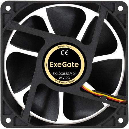 Вентилятор 24В DC ExeGate EX12038B3P-24 (120x120x38 мм, 2-Ball (двойной шарикоподшипник), 3pin, 3000RMP, 46,1dBA), фото , изображение 2