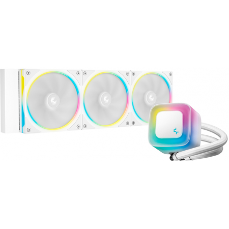 Система водяного охлаждения Deepcool LE360 PRO Wh ARGB Soc-AM5/AM4/1200/1700/1851 белый 4-pin 19-33dB Al 300W 1817gr Ret (R-LE360PRO-WHAMMC-G-1), фото 