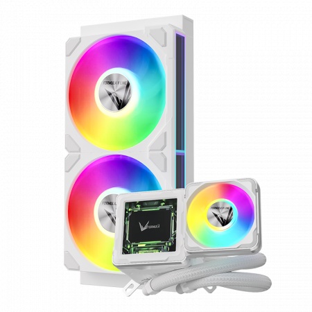 Система жидкостного охлаждения Formula V Line Cryo Wing Digi 240 WH, 240mm, LCD 2.73", 2x120mm, ARGB fans, LGA115X/1200/1700/1851/1366/2011/2066, AM3/AM4/AM5/Ryzen3/Ryzen5/Ryzen7/Threadripper/RT4, фото , изображение 3
