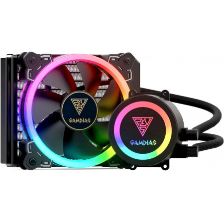 Система водяного охлаждения процессора Gamdias CHIONE E1A-120R (150 Вт, LGA2066/2011_v3/2011/1151/1150/1155/1156/1366/775 AM4/AM3+/AM3/AM2+/AM2/FM2+/FM2/FM1, 120mm RGB fan), фото , изображение 2
