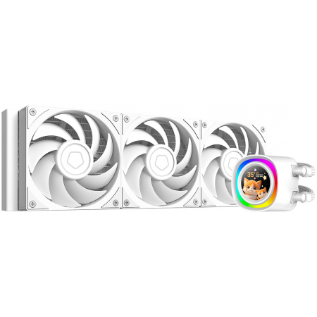 Система водяного охлаждения ID-Cooling FX360 LCD PE WHITE (Soc 1851/1700/1200/115X/AM5/AM4, 3x120mm fan, 2450rpm, 34.3 дБ, 350W, PWM 4-pin, Al+Cu) (FX360 LCD P, фото 