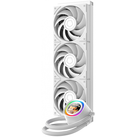 Система водяного охлаждения ID-Cooling FX360 LCD PE WHITE (Soc 1851/1700/1200/115X/AM5/AM4, 3x120mm fan, 2450rpm, 34.3 дБ, 350W, PWM 4-pin, Al+Cu) (FX360 LCD P, фото , изображение 2