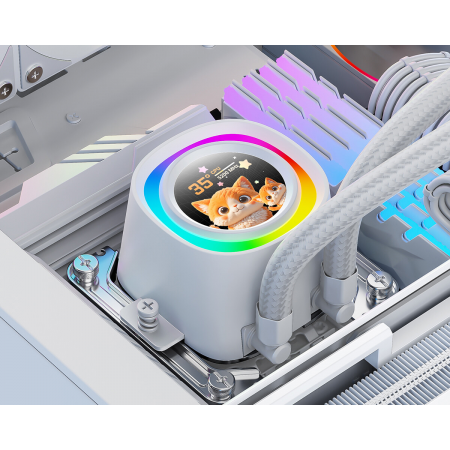 Система водяного охлаждения ID-Cooling FX360 LCD PE WHITE (Soc 1851/1700/1200/115X/AM5/AM4, 3x120mm fan, 2450rpm, 34.3 дБ, 350W, PWM 4-pin, Al+Cu) (FX360 LCD P, фото , изображение 13