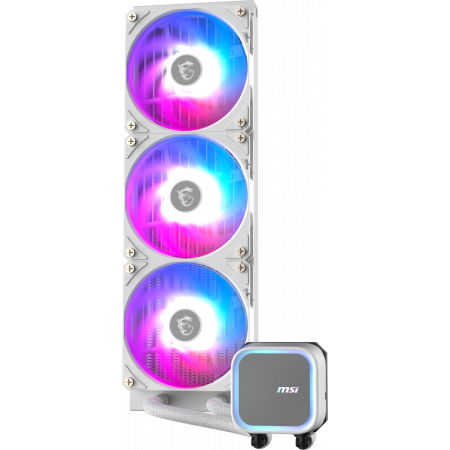 Жидкостная система охлаждения MSI MAG CORELIQUID A13 360 White 3 x ARGB Gen2 Fan, ARGB Gen2 Block, Color Box, LGA1700, 1851, AM5, фото , изображение 2