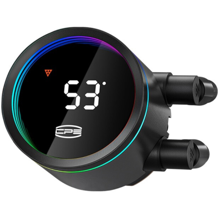 Система охлаждения Water Cooling System PCCooler DA360 Pro ARGB Digital BK (300W, 360mm, LED temp., Black, ARGB Fans: 3x120mm, 75.8CFM, 33.7dBA, 2200RPM Pump height 57mm, 28dBA, 3000RPM, Rad thickness 27mm S: 1851, 1700, 1200, 20XX, 115X, AM5, AM4), фото , изображение 5