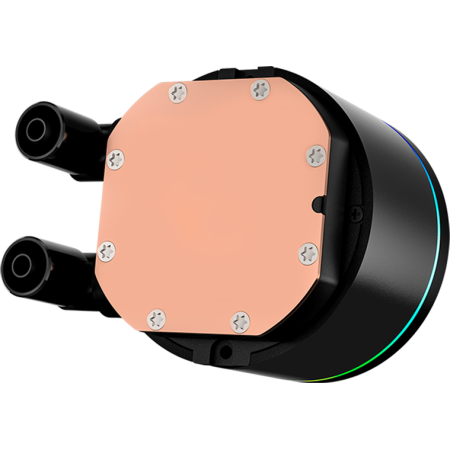 Система охлаждения Water Cooling System PCCooler DA360 Pro ARGB Digital BK (300W, 360mm, LED temp., Black, ARGB Fans: 3x120mm, 75.8CFM, 33.7dBA, 2200RPM Pump height 57mm, 28dBA, 3000RPM, Rad thickness 27mm S: 1851, 1700, 1200, 20XX, 115X, AM5, AM4), фото , изображение 6