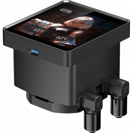 Система охлаждения Water Cooling System PCCooler DT360 ARGB Display BK (300W, 360mm, LED temp., Black, ARGB Fans: 3x120mm, 83.83CFM, 3000RPM Pump height 62mm, 15dBA, 2600RPM, Rad thickness 27mm S: 1851, 1700, 1200, 115X, AM5, AM4), фото , изображение 3