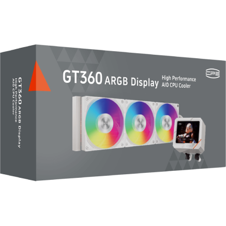 Система охлаждения Water Cooling System PCCooler GT360 ARGB Display WH (310W, 360mm, LED temp., White, ARGB Fans: 3x120mm, 99CFM, 41.5dBA, 3000RPM Pump 15dBA, 2600RPM, Rad thickness 27mm S: 1851, 1700, 1200, 115X, AM5, AM4), фото , изображение 6
