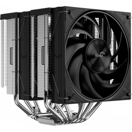 Кулер для процессора SAMA A60E (265W, 4-pin PWM, 156.5mm, 6x6mm, 2x120mm, 78CFM, 29dBA, 2200RPM, S: 1851/1700/1200/115X, AM5/AM4, silver), фото , изображение 2