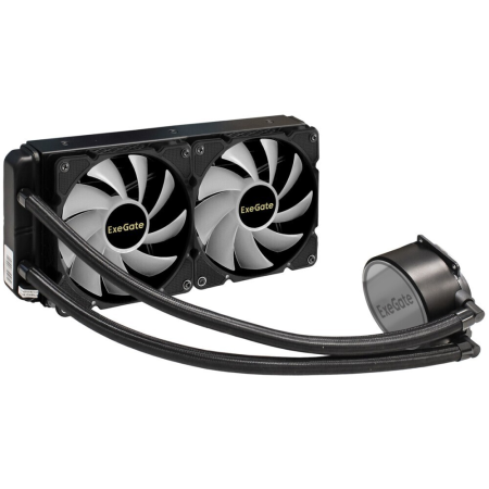 Комплект водяного охлаждения ExeGate EX293458RUS BlackWater-240.PWM.ARGB (3 PIN 5V ADDRESSABLE RGB подсветка, LGA2066/2011/1366/1150/1151/1155/1156/1200/1700/AM4/FM1/FM2/FM2+/AM2/AM2+/AM3/AM3+, TDP 220W, Fan 120mm, PWM, 800-2000RPM, Hydro bearing, 4pin, 1, фото , изображение 2