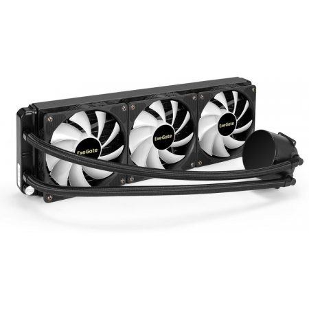 Комплект водяного охлаждения ExeGate BlackWater-360.PWM.RGB (RGB подсветка, LGA2066/2011/1366/1150/1151/1155/1156/1200/1700/1851/AM4/AM5/FM1/FM2/FM2+/AM2/AM2+/AM3/AM3+, TDP 280W, Fan 120mm, PWM, 800-2000RPM, Hydro bearing, 4pin, 37db, с термопастой, на ви, фото , изображение 2