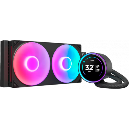 Система жидкостного охлаждения для ПК/ Water Cooling System NZXT Kraken Elite 280 RGB (250W, 280mm, LED temp., Black/ Fans: 2x140mm, 98.61CFM, 34.5dBA, 2000RPM/ Pump height 65mm, 2800RPM, Rad thickness 27mm/ S: 1851, 1700, 1200, 115X, AM5, AM4), фото 
