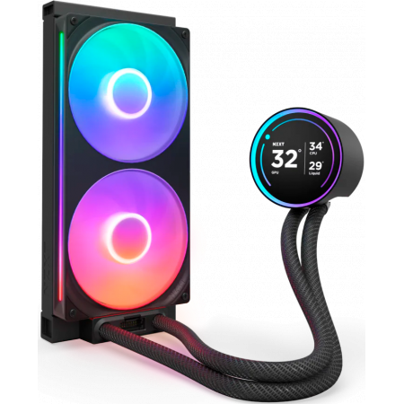 Система жидкостного охлаждения для ПК/ Water Cooling System NZXT Kraken Elite 280 RGB (250W, 280mm, LED temp., Black/ Fans: 2x140mm, 98.61CFM, 34.5dBA, 2000RPM/ Pump height 65mm, 2800RPM, Rad thickness 27mm/ S: 1851, 1700, 1200, 115X, AM5, AM4), фото , изображение 2