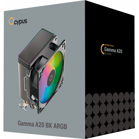 Кулер для процессора Ocypus Gamma A20 BK ARGB, 92mm FARGB FAN, Top FARGB Panel, 2 HEAT PIPES, 3-PIN, 1900 RPM, 21DBA, HYDRO BEARING, LGA115X/1200/1700/18XX, AM4/AM5, фото , изображение 10