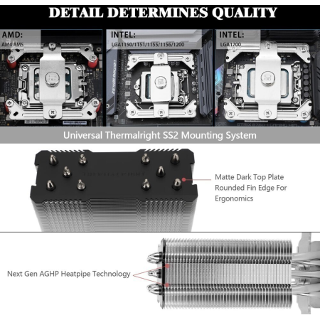 Устройство охлаждения(кулер) Thermalright Assassin King 120 Mini Soc-AM5/AM4/1151/1200/2066/2011/1700 черный 4-pin 25.2dB Al+Cu 980gr Ret (AK120-MINI-V2), фото , изображение 7