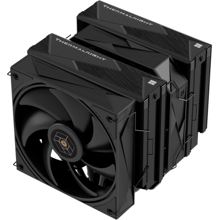 Кулер для процессора/ Thermalright Royal Pretor 130 Black (4-pin PWM, 158mm, Ni/Cu, 6x6mm, 1x120+1x130mm, 80.45CFM/81.88CFM, 29.4dBA/28.3dBA, 2150PM/1750RPM, S: 1200, 1700, 1851, 2011, 2066, 115X, AM4, AM5, black), фото , изображение 2