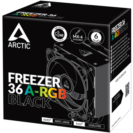 Вентилятор для процессора Arctic Cooling Freezer 36 A-RGB (Black) - Retail (Intel: LGA 1851, LGA 1700 AMD: AM5, AM4)  (ACFRE00124A), фото , изображение 7