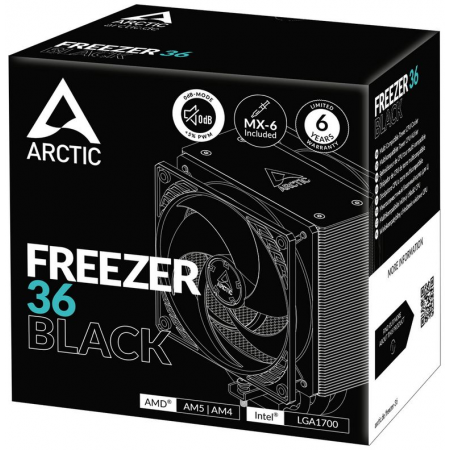 Вентилятор для процессора Arctic Cooling Freezer 36 (Black) - Retail (Intel: LGA 1851, LGA 1700 AMD: AM5, AM4)  (ACFRE00123A), фото , изображение 6