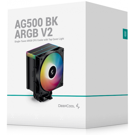 Кулер для процессора DEEPCOOL AG500 BK ARGB V2 черный 120мм алюминий+медь 1900rpm 29.4db 40pin 240W 160мм, фото , изображение 10