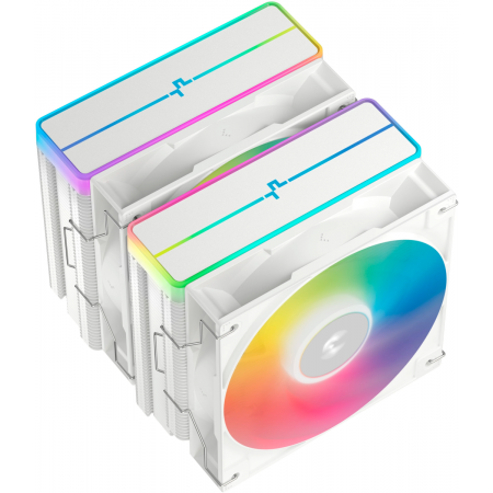 Кулер для процессора DEEPCOOL AG620 WH ARGB V2 LGA20XX/1700/1200/115X/AM5/AM4 (9шт/кор, TDP 260W, PWM, ARGB DUAL Fan 120mm, 6 тепл. трубок, белый) RET, фото , изображение 3