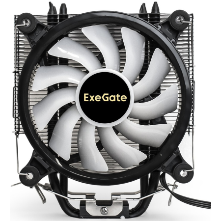 Кулер ExeGate Dark Magic EXX400V2-PWM.RGB (Al+Cu, черное покрытие, 4 тепл.трубки, LGA775/1150/1151/1155/1156/1200/1700/AM2/AM2+/AM3/AM3+/AM4/FM1/FM2/754/939/940, TDP 140W, Fan 120mm, PWM, 1200-2100RPM, Hydro bearing, 4pin, 11-24db, 605г, RGB подсветка, с, фото , изображение 2