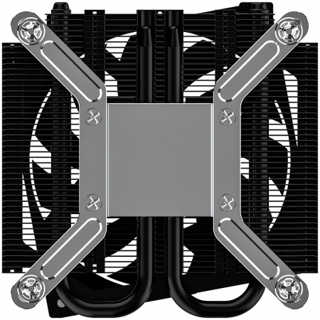 Кулер для процессора ID-COOLING IS-23i BLACK LGA1851/1700/1200/115X низкопрофильный высота 23mm (48шт/кор, TDP 45W, PWM, 2 тепл.трубки, медная база, FAN 80mm) BOX, фото , изображение 3