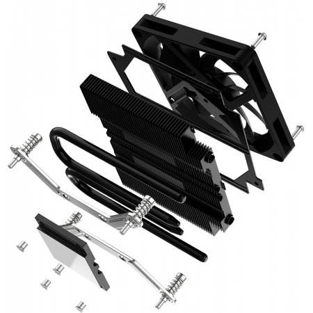 Кулер для процессора ID-COOLING IS-23i BLACK LGA1851/1700/1200/115X низкопрофильный высота 23mm (48шт/кор, TDP 45W, PWM, 2 тепл.трубки, медная база, FAN 80mm) BOX, фото , изображение 8