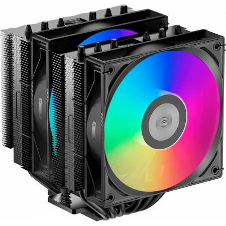 Кулер для процессора CPU Cooler PCCooler RT620 ARGB BK (250W, 4-pin PWM, 157mm, Al/Cu, 6x6mm, 2x120mm, 73.32CFM, 34.9dBA, 2200RPM, S: 1851/1700/1200/115X, AM5/AM4, black), фото 
