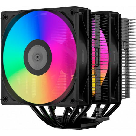 Кулер для процессора/ CPU Cooler PCCooler RT620 ARGB BK (250W, 4-pin PWM, 157mm, Al/Cu, 6x6mm, 2x120mm, 73.32CFM, 34.9dBA, 2200RPM, S: 1851/1700/1200/115X, AM5/AM4, black), фото , изображение 2
