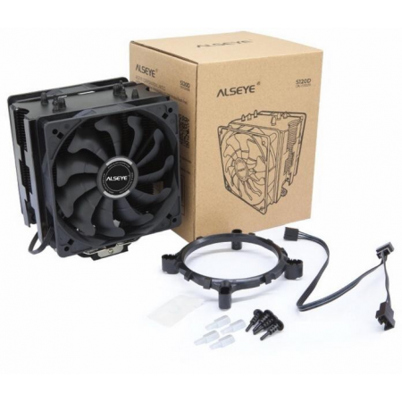 Вентилятор ALSEYE S120D-B Universal, TDP 135W, 2x120FAN, 4 heat pipe, PWM, RTL{20} (874258), фото , изображение 5